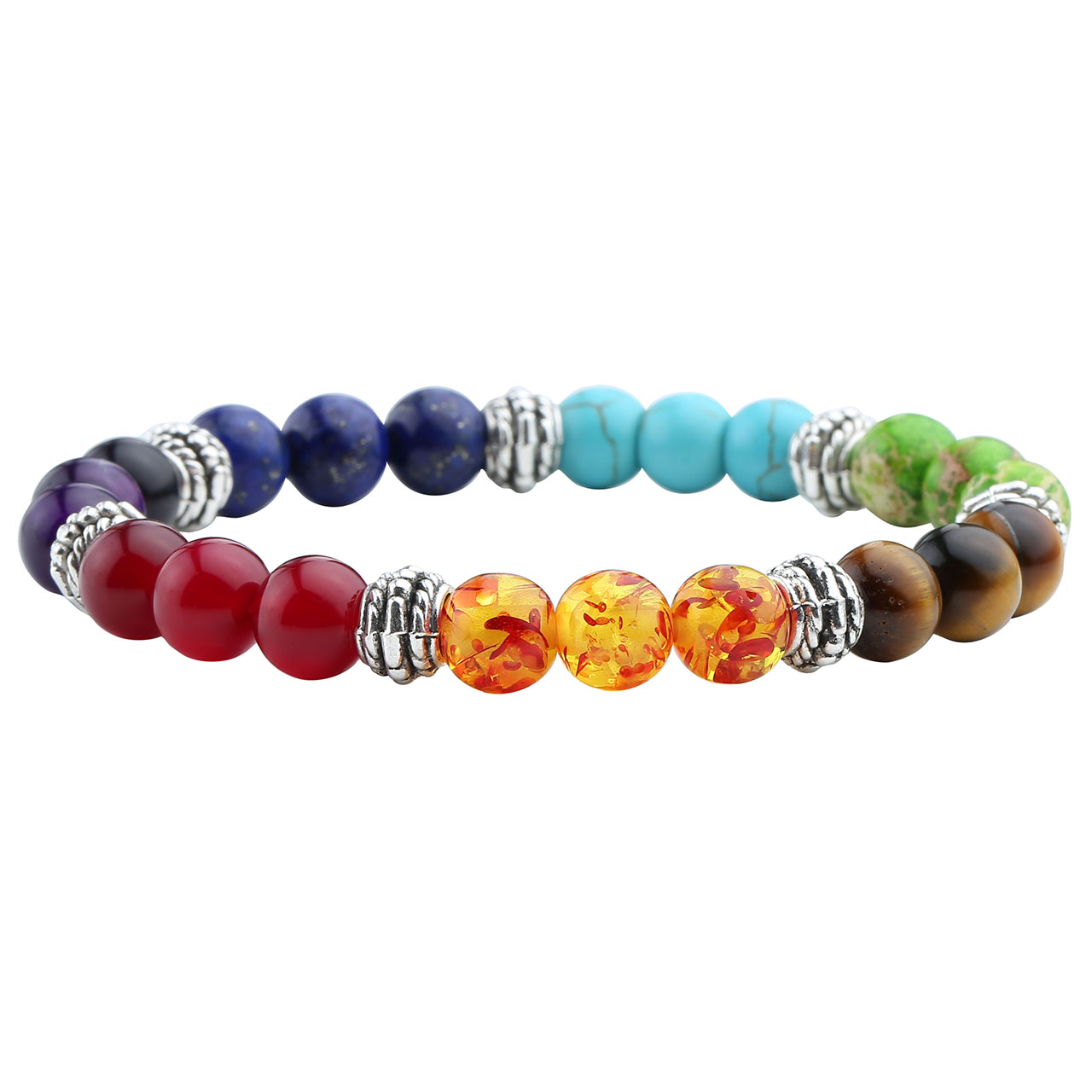 Top Plaza 7 Chakra Healing Crystal 8mm Gemstone Beads Meditation Energy Natural Stone Stretch Bracelet