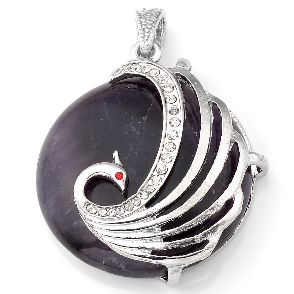 Phoenix Healing Chakra Pendant for Necklace, Genuine Amethyst